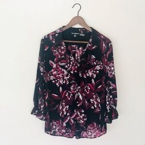 Karl Lagerfeld Paris - Lacey Ruffle Detail, Botton Down Blouse L